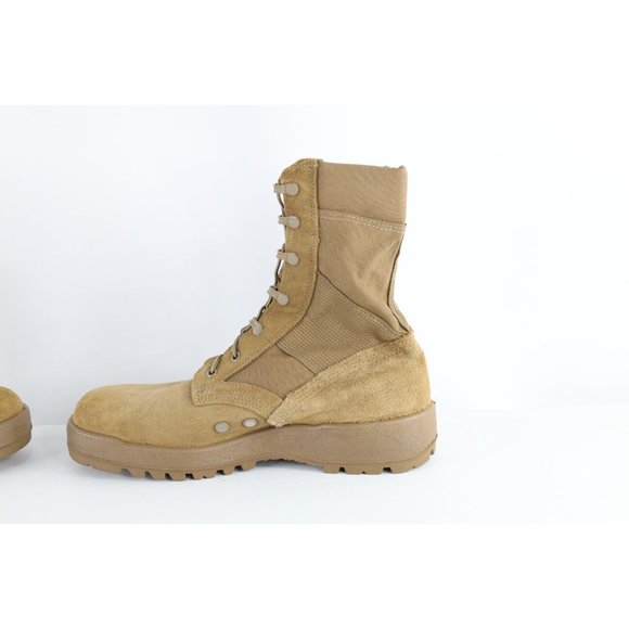 US Military Issued Mens Size 10 R Vibram Suede Leather Army Combat Boots Brown main image 8